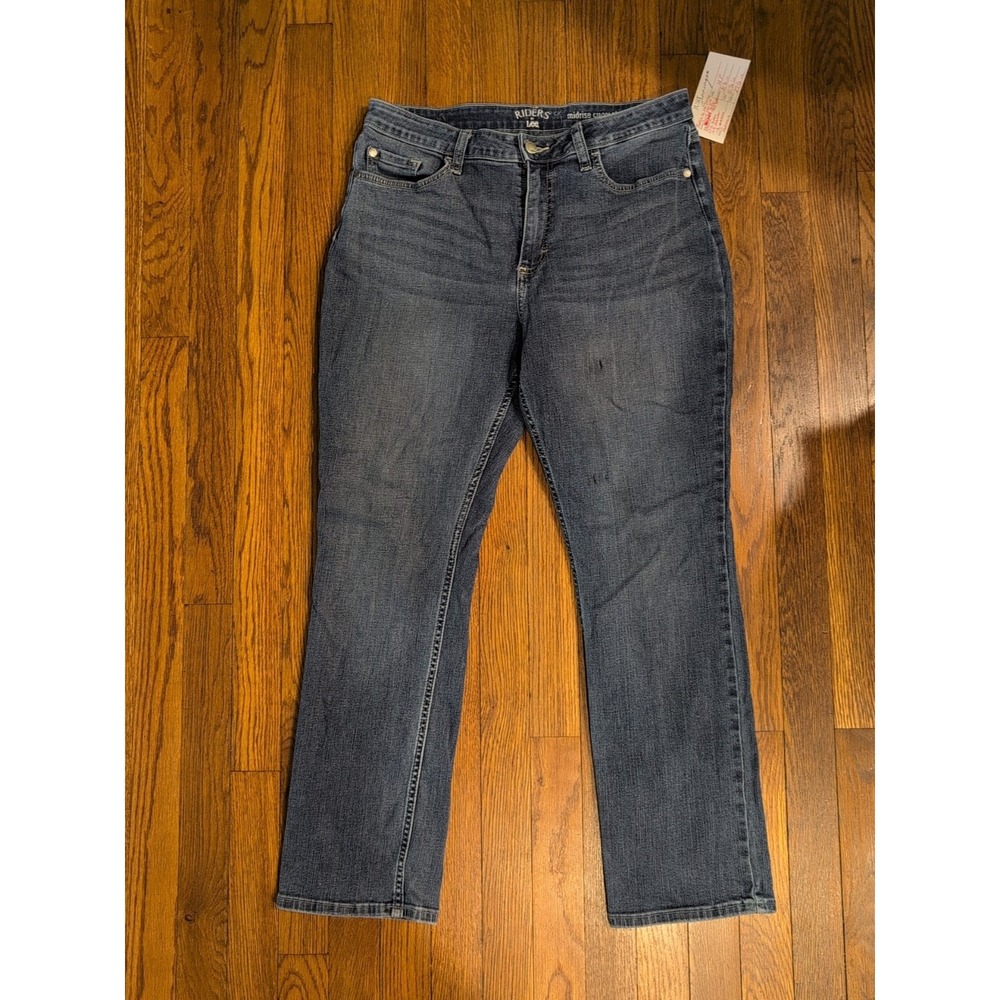 Riders by Lee Womens Denim Jeans Mid Rise‎ Curvy Straight Stretch Sz 14 PETITE